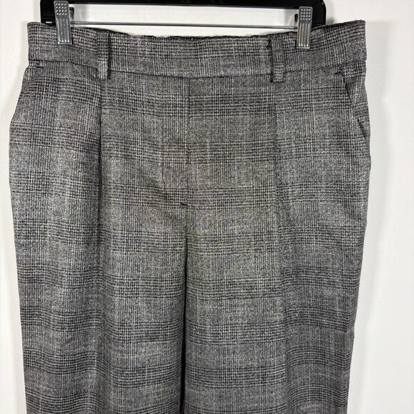 LOFT Ann Taylor Pants Women Large Pull On Black Silver Ankle Trouser Slacks - Picture 3 of 7